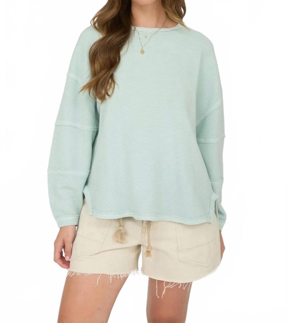 NEW BLU PEPPER seam detail long sleeve knit top in dusty mint